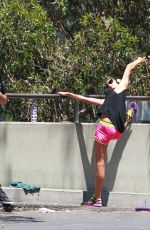 ALESSANDRA AMBROSIO in Shorts Workingout in Brentwood — may 31, 2014