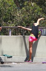 ALESSANDRA AMBROSIO in Shorts Workingout in Brentwood — may 31, 2014