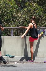 ALESSANDRA AMBROSIO in Shorts Workingout in Brentwood — may 31, 2014