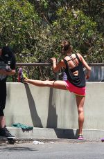 ALESSANDRA AMBROSIO in Shorts Workingout in Brentwood — may 31, 2014