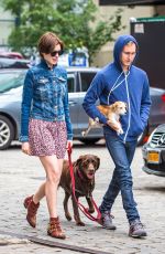 ANNE HATHAWAY and Adam Shulman Walks Her Dogs Out in New York