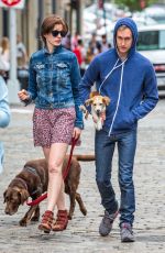 ANNE HATHAWAY and Adam Shulman Walks Her Dogs Out in New York