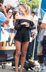 CANDICE SWANEPOEL on the Set of Extra in Universal City