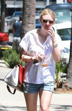 DAKOTA FANNING in Denim Shorts Out and About in Studio City