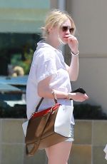 DAKOTA FANNING in Denim Shorts Out and About in Studio City