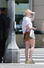 DAKOTA FANNING in Denim Shorts Out and About in Studio City