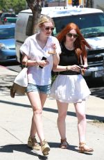 DAKOTA FANNING in Denim Shorts Out and About in Studio City