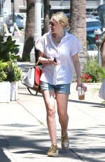 DAKOTA FANNING in Denim Shorts Out and About in Studio City