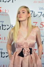 ELLE FANNING and ANGELINA JOLIE at Maleficent Press Conference in Tokyo