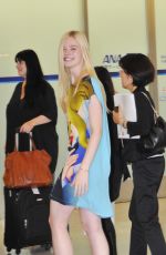 ELLE FANNING at Narita International Airport in Tokyo