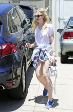 ELLE FANNING in Denim Shorts Out and About in West Hollywood