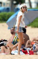 EMMA ROBERTS in Bikini Top at a Beach in Maui 