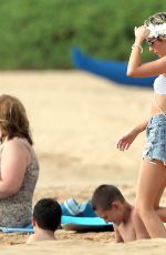 EMMA ROBERTS in Bikini Top at a Beach in Maui 