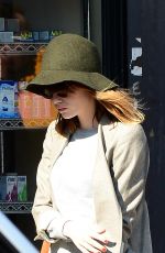 EMMA STONE in Denim Shorts Out and About in Soho