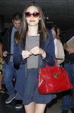 EMMY ROSSUM in Skirt at LAX Airport in Los Angeles