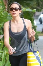 EMMY ROSSUM in Tights Leaves a Gym in West Hollywood