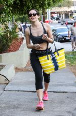 EMMY ROSSUM in Tights Leaves a Gym in West Hollywood