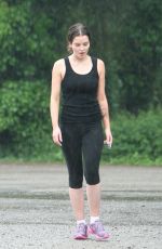 HELEN FLANAGAN in Tights Out Jogging in Manchester