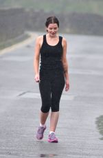 HELEN FLANAGAN in Tights Out Jogging in Manchester
