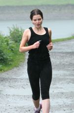HELEN FLANAGAN in Tights Out Jogging in Manchester