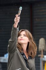 JENNA LOUISE COLEMAN on the Set of Doctor Who in Cardiff 0406