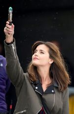 JENNA LOUISE COLEMAN on the Set of Doctor Who in Cardiff 0406