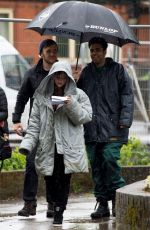 JENNA LOUISE COLEMAN on the Set of Doctor Who in Cardiff 0406