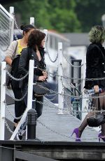 KATY PERRY Boarding at Ferry on the Thames River in London