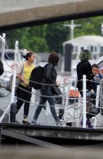 KATY PERRY Boarding at Ferry on the Thames River in London
