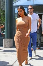 KIM KARDASHIAN in Tight Fress Out in New York