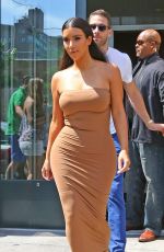 KIM KARDASHIAN in Tight Fress Out in New York