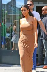 KIM KARDASHIAN in Tight Fress Out in New York