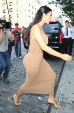 KIM KARDASHIAN in Tight Fress Out in New York