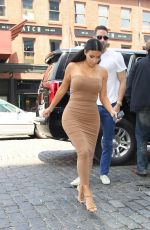 KIM KARDASHIAN in Tight Fress Out in New York
