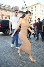 KIM KARDASHIAN in Tight Fress Out in New York