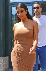 KIM KARDASHIAN in Tight Fress Out in New York