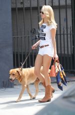KIMBERLEY GARNER in Shorts Walks Her Dog Out in London