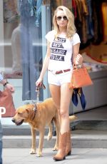 KIMBERLEY GARNER in Shorts Walks Her Dog Out in London