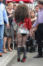 LADY GAGA in Fishnets Out and About in New York