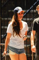 LANA DEL REY in Denim Shorts Out in New York
