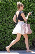 LAUREN CONRAD in Short Skirt Out in West Hollywood