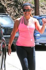 LEA MICHELE in Tights Arrives at Earth Bar in West Hollywood