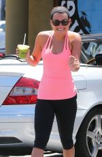 LEA MICHELE in Tights Arrives at Earth Bar in West Hollywood