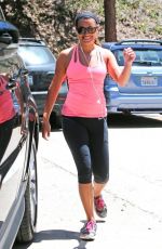 LEA MICHELE in Tights Arrives at Earth Bar in West Hollywood