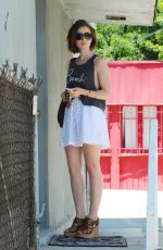 LILY COLLINIS Heading to an Art Gallery in Los Angeles
