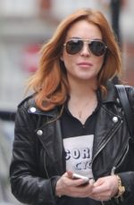 LINDSAY LOHAN Out and About in North London