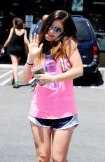LUCY HALE in Gym Shorts Out and About in Los Angeles