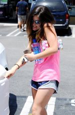 LUCY HALE in Gym Shorts Out and About in Los Angeles