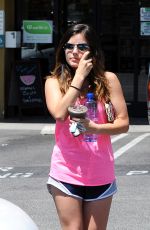 LUCY HALE in Gym Shorts Out and About in Los Angeles