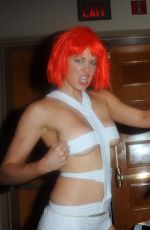 MAITLAND WARD in Leeloo and Slave Leia Outfits at Comic Expo in Long Beach